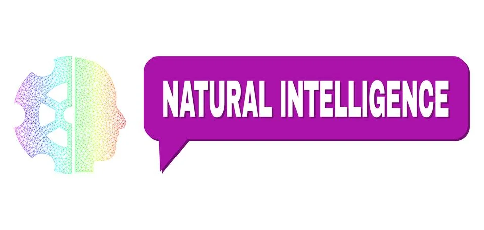 Rainbow Mesh Gradient Intellect Icon and Natural Intelligence Message Bubble 스톡 일러스트