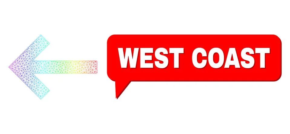 Rainbow Mesh Gradient Left Arrow Icon and West Coast Chat Balloon with Shadow イラスト素材