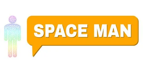 Rainbow Mesh Gradient Man Icon and Space Man Message Balloon with Shadow イラスト素材