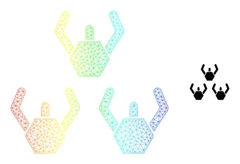Rainbow Mesh Gradient Microrobots Icon Illustrazione stock