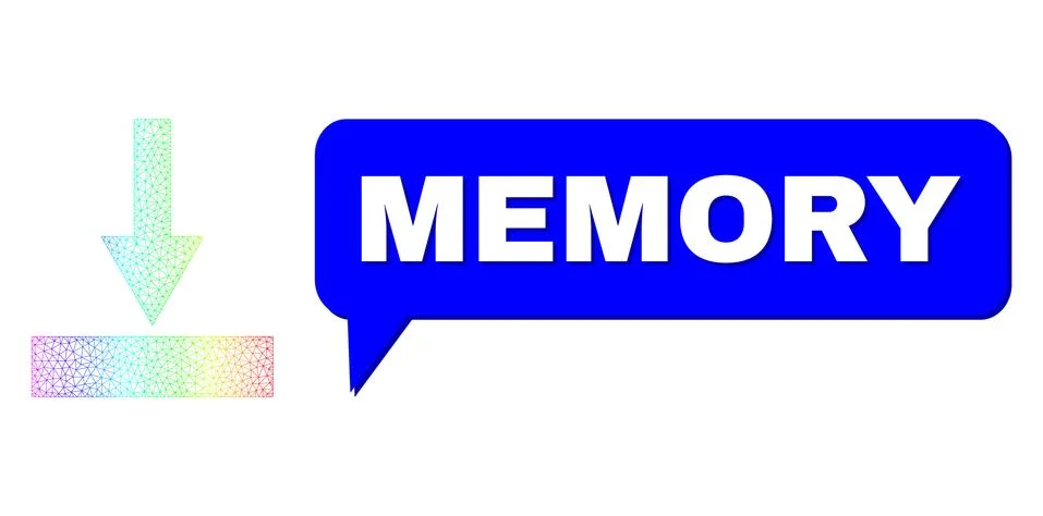 Rainbow Mesh Gradient Move Bottom Icon and Memory Chat Bubble with Shadow 스톡 일러스트