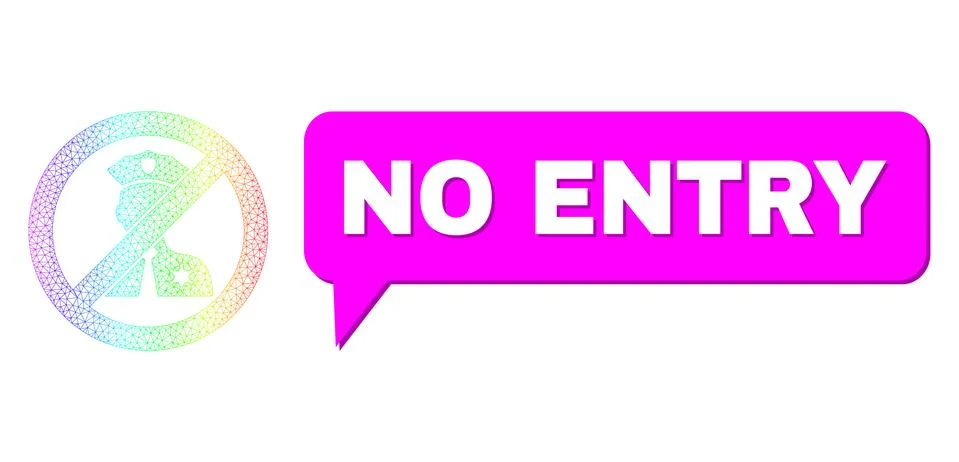 Rainbow Mesh Gradient No Entry Police Icon and No Entry Message Bubble with イラスト素材