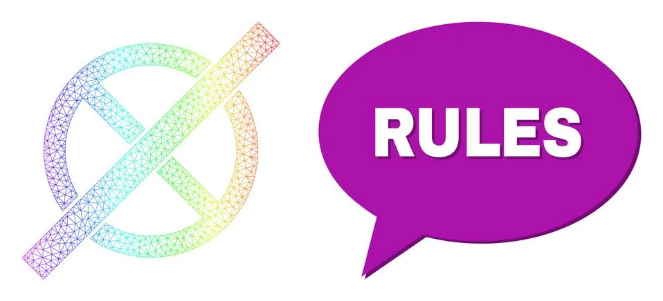 Rainbow Mesh Gradient No Rules Icon and Rules Chat Frame with Shadow イラスト素材