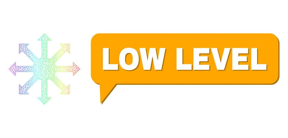 Rainbow Mesh Gradient Radial Arrows Icon and Low Level Chat Bubble with Shadow Illustrazione stock