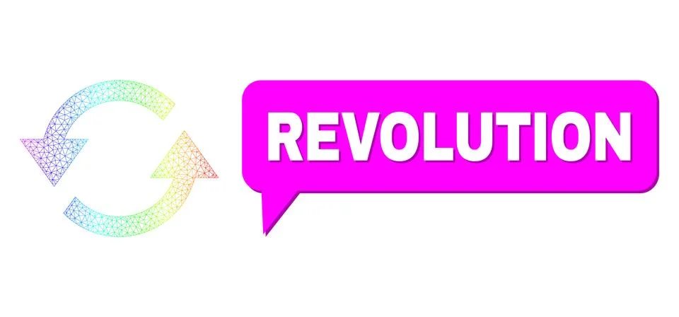 Rainbow Mesh Gradient Refresh Arrows Icon and Revolution Speech Balloon with Stockillustratie