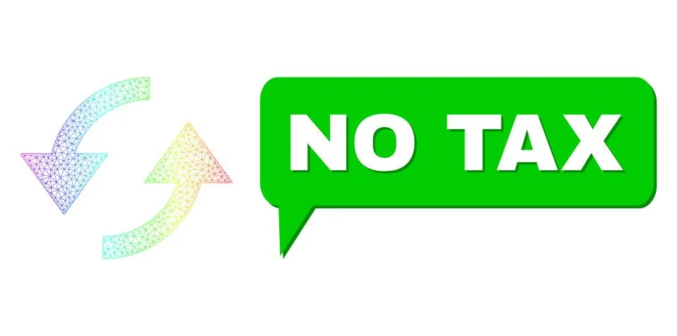 Rainbow Mesh Gradient Refresh Icon and No Tax Conversation Bubble with Shadow Stock Illustration