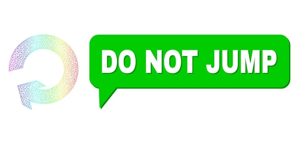 Rainbow Mesh Gradient Rotate Icon and Do Not Jump Message Bubble with Shadow イラスト素材