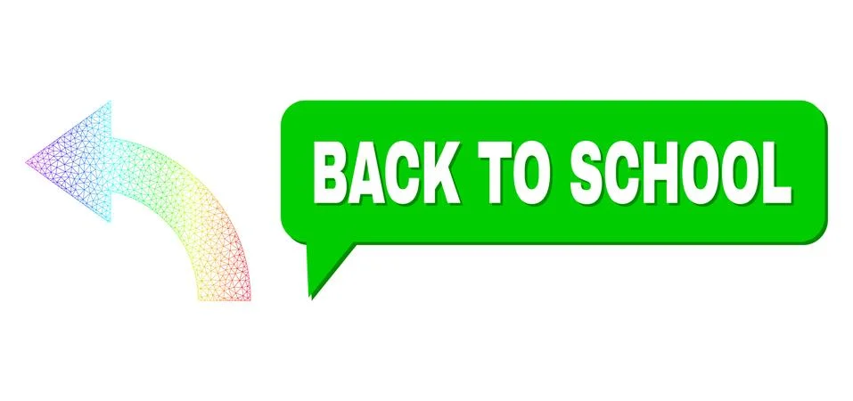 Rainbow Mesh Gradient Rotate Left Icon and Back to School Chat Cloud with Shadow イラスト素材