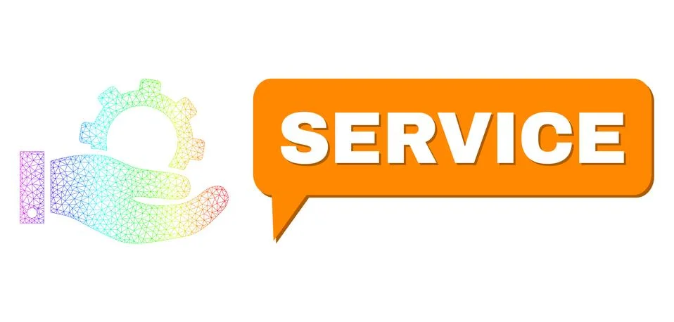Rainbow Mesh Gradient Service Icon and Service Chat Bubble with Shadow Stock Illustration