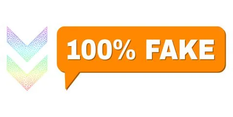 Rainbow Mesh Gradient Shift Down Icon and 100% Fake Message Cloud with Shadow イラスト素材