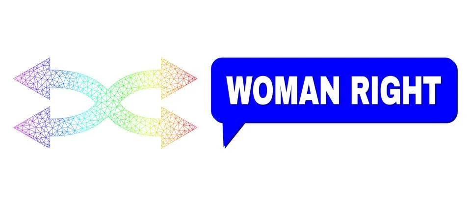 Rainbow Mesh Gradient Shuffle Arrows Horizontal Icon and Woman Right Chat Bubble イラスト素材