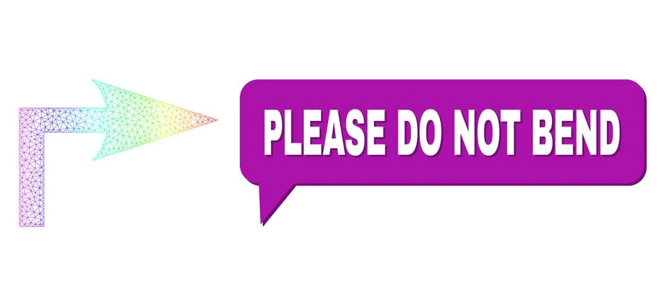 Rainbow Mesh Gradient Turn Right Icon and Please Do Not Bend Conversation Bubble 스톡 일러스트