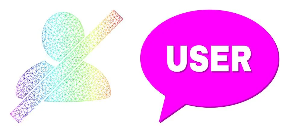 Rainbow Mesh Gradient Wrong User Icon and User Conversation Balloon with Shadow Stock Illustration
