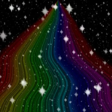 Rainbow milky way generated on black sky with white stars Stock Illustration
