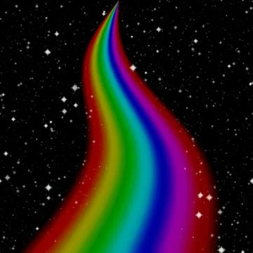 Rainbow milky way generated on black sky with white stars Stock Illustration