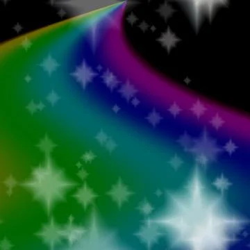 Rainbow milky way generated on black sky with white stars Stock Illustration