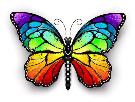 Rainbow monarch butterfly Stock Illustration