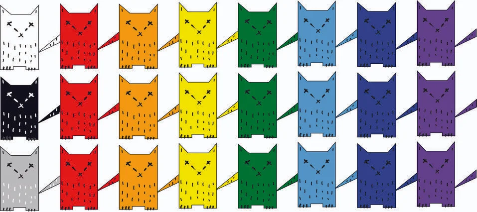 Rainbow mosaic of multi-colored cats Stock Illustration