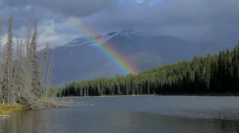 Rainbow Mountain Lake Stock Footage 10837797