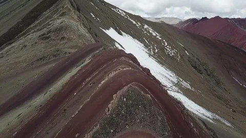 Rainbow Mountain Peru Close Up Drone Shot Видео 85435289