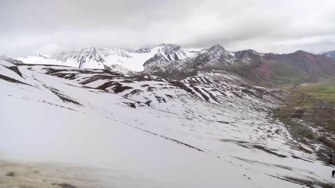 Rainbow Mountain Peru snowy Stock Footage 77886027