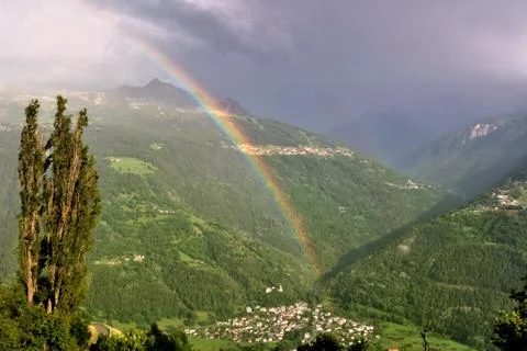 Rainbow in mountain Stock Photos