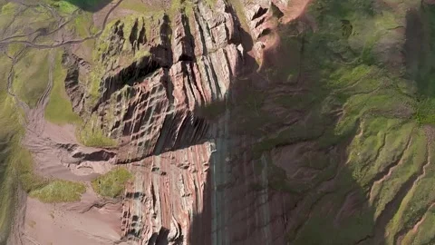 Rainbow Mountain Vinicunca, Cusco Peru. Aerial View. Cinematic Establishing Shot Stock Footage 342316012