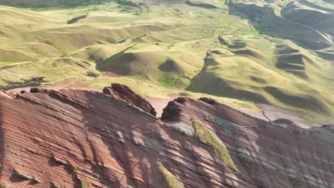 Rainbow Mountain Vinicunca, Cusco Peru. Aerial View. Cinematic Establishing Shot Stock Footage 342316046