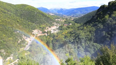 Rainbow in the mountains Stock Footage 92748097