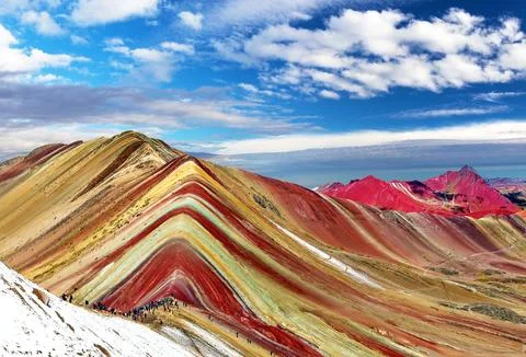 Rainbow mountains or Vinicunca Montana de Siete Colores Stock Photos