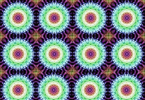 Rainbow multi color pattern with oriental mandalas. Stock Illustration