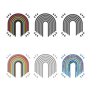 Rainbow multipack boho color icon vector Stock Illustration