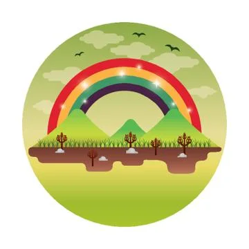 Rainbow With Nature Illustrazione stock