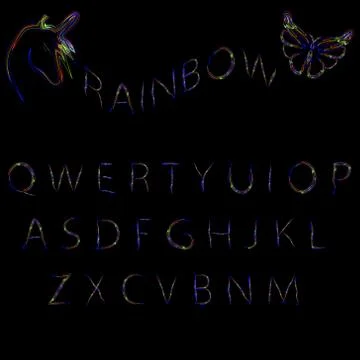 Rainbow neon alphabet. Stock Illustration