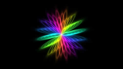 Rainbow Neon Flower Light Pattern Seamless Loop Stock Footage 340778439