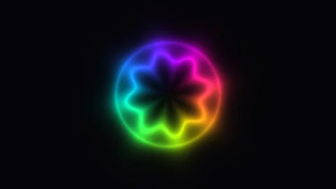 Rainbow Neon Flower Ring Seamless Loop Stock Footage 340748033