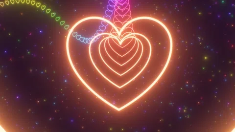 Rainbow Neon Glowing Heart Roller Coaster Wave Hills In Outer Space Stock Footage 286028857