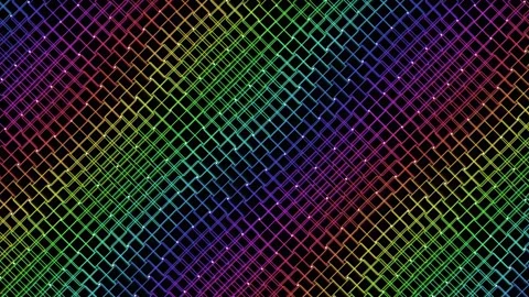 Rainbow neon grid pattern with glowing sparkles moving across dark digital .. Stock-Footage 342549366