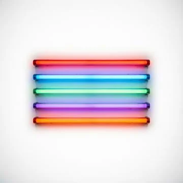 Rainbow neon light bars on white background Stock Illustration