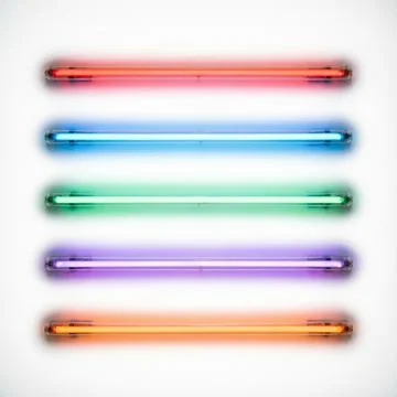 Rainbow neon light bars on white background Stock Illustration