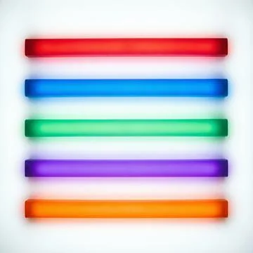 Rainbow neon light bars on white background Stock Illustration