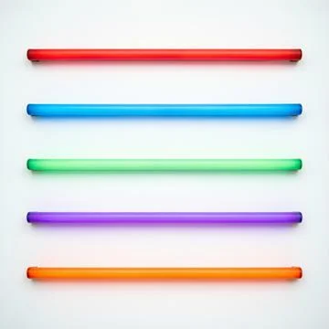 Rainbow neon light bars on white background Stock Illustration