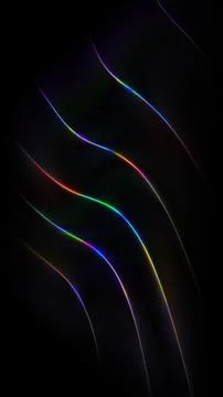 Rainbow neon light trails on black, a vibrant futuristic abstract with slee.. 스톡 일러스트
