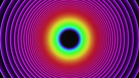 Rainbow Neon Light Tunnel Circle Video stock 139266717