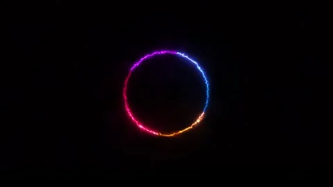 Rainbow Neon Lightning Circle Loop on Black Background Stock Footage 319559923
