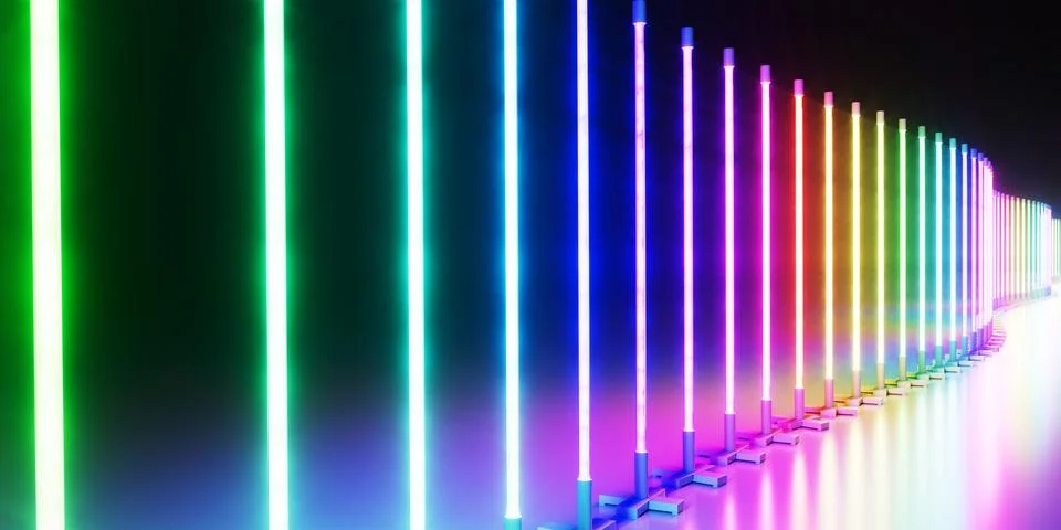 Rainbow neon lights Stock Illustration