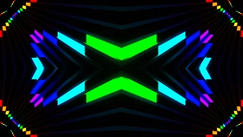 Rainbow Neon Line Move on Square Kaleidoscope Background VJ Loop in 4K Video stock 330303646