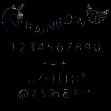 Rainbow neon numbers. Stock Illustration