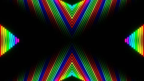 Rainbow Neon Rays Disappear Into Distance Kaleidoscope Background VJ Loop Stock Footage 328972283