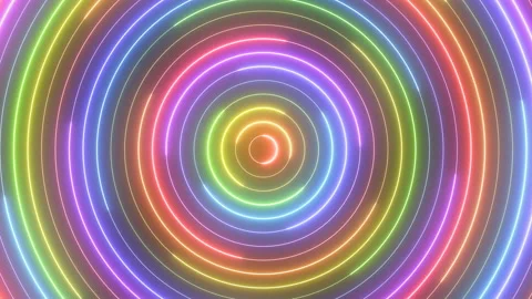 Rainbow Neon Saber Circle Ring Halo Waves Rotate Laser Lights Flash Stock Footage 146886624